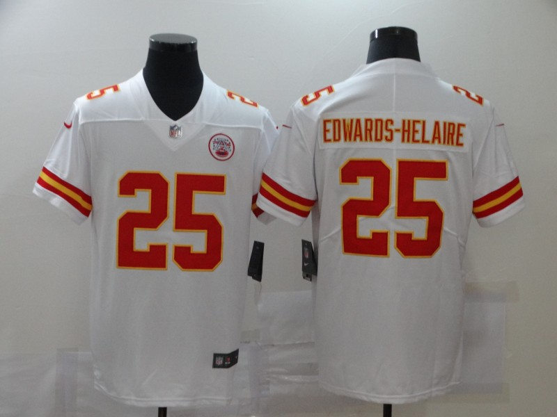 Men's Kansas City Chiefs #25 Clyde Edwards-Helaire Nike White Game Football Jerse