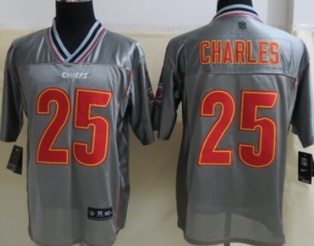 Men's Kansas City Chiefs #25 Jamaal Charles 2013 Gray Nik Vapor Jerseys