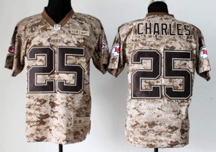 Men's Kansas City Chiefs #25 Jamaal Charles 2013 Nik USMC Camo Elite Jersey