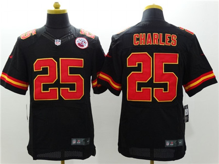 Men's Kansas City Chiefs #25 Jamaal Charles Black Nike Elite Jersey