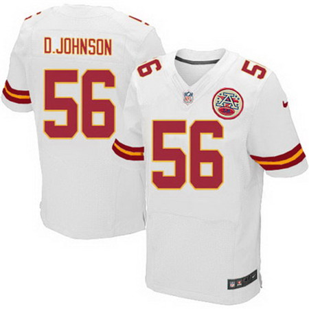 Men's Kansas City Chiefs #56 Derrick Johnson White Road Elite Jersey