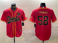 Men's Kansas City Chiefs #58 Derrick Thomas Red Gold Cool Base Stitched Baseball Jersey