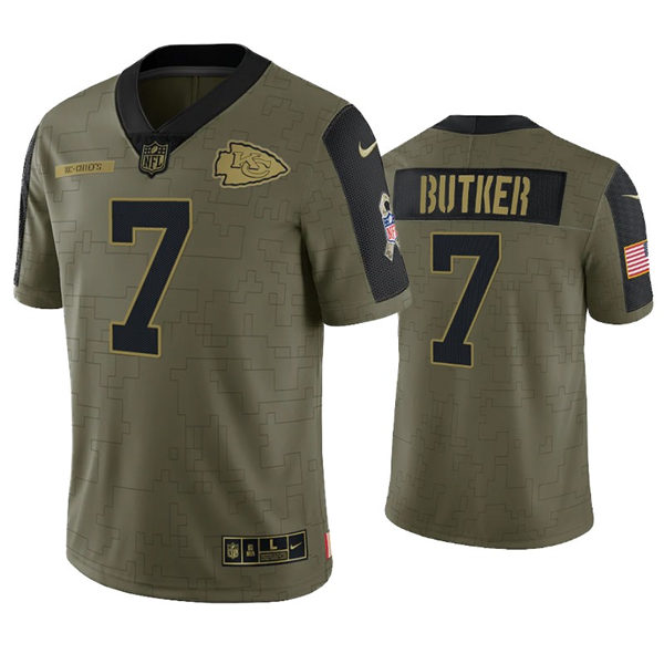 Men's Kansas City Chiefs #7 Harrison Butker Nike Olive 2021 Salute To Service Limited Jersey