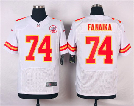Men's Kansas City Chiefs #74 Paul Fanaika White Road Elite Jersey