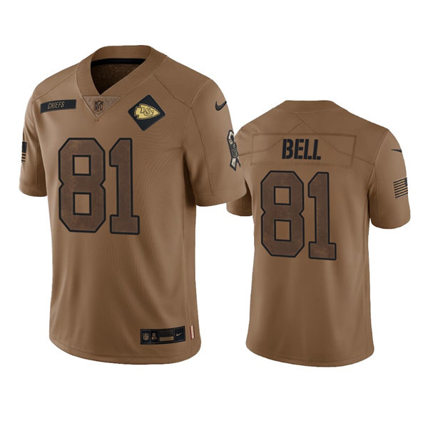 Men's Kansas City Chiefs #81 Blake Bell Brown 2023 Salute To Service Limited Jersey