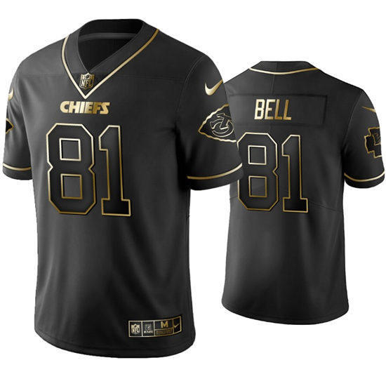 Men's Kansas City Chiefs #81 Blake Bell Nike Black Golden Edition Vapor Limited Jers
