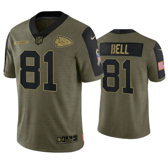 Men's Kansas City Chiefs #81 Blake Bell Nike Olive 2021 Salute To Service Limited Jersey