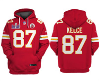 Men's Kansas City Chiefs #87 Travis Kelce Red Super Bowl LVIII Patch Limited Edition Hoodie