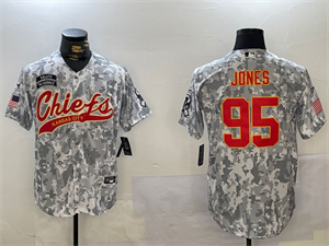 Men's Kansas City Chiefs #95 Chris Jones Arctic Camo 2024 Salute to Service Stitched Baseball Jersey