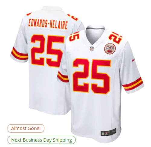 Men's Kansas City Chiefs Clyde Edwards-Helaire Nike White Game Jersey