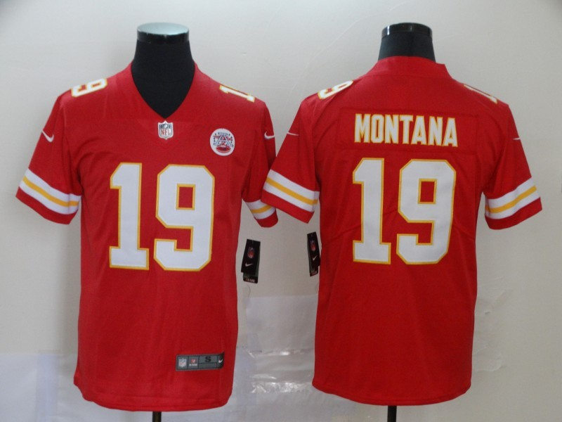 Men's Kansas City Chiefs Retired Player #19 Joe Montana Nike Red Game Player Football Jersey