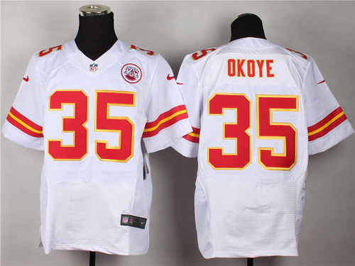 Men's Kansas City Chiefs Throwback Player #35 Christian Okoye White Nike Elite Team Jersey