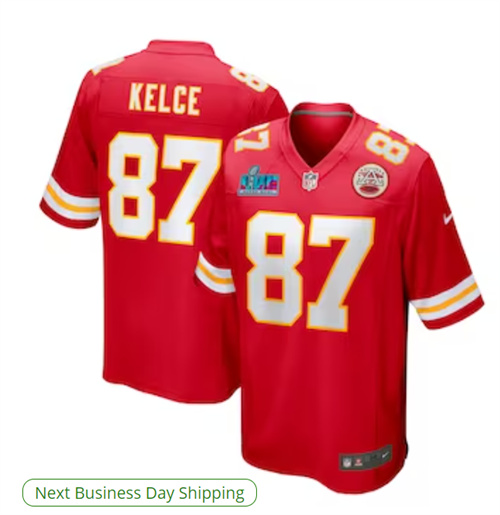 Men's Kansas City Chiefs Travis Kelce Nike Red Super Bowl LVII Patch Game Jersey