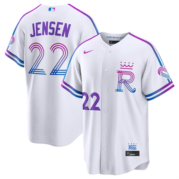 Men's Kansas City Royals #22 Carter Jensen White 2026 City Connect Stadium Stitched Baseball Jersey
