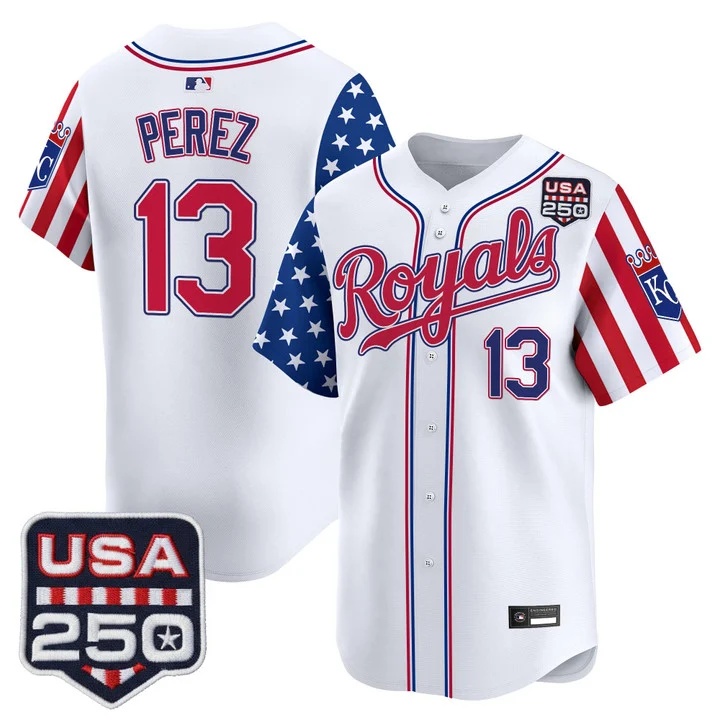 Men's Kansas City Royals America 250 Edition Vapor Premier Limited Jersey #13 SALVADOR PEREZ