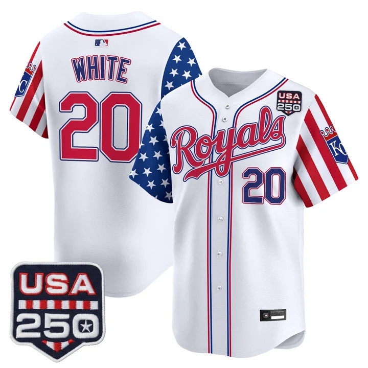 Men's Kansas City Royals America 250 Edition Vapor Premier Limited Jersey #20 FRANK WHITE