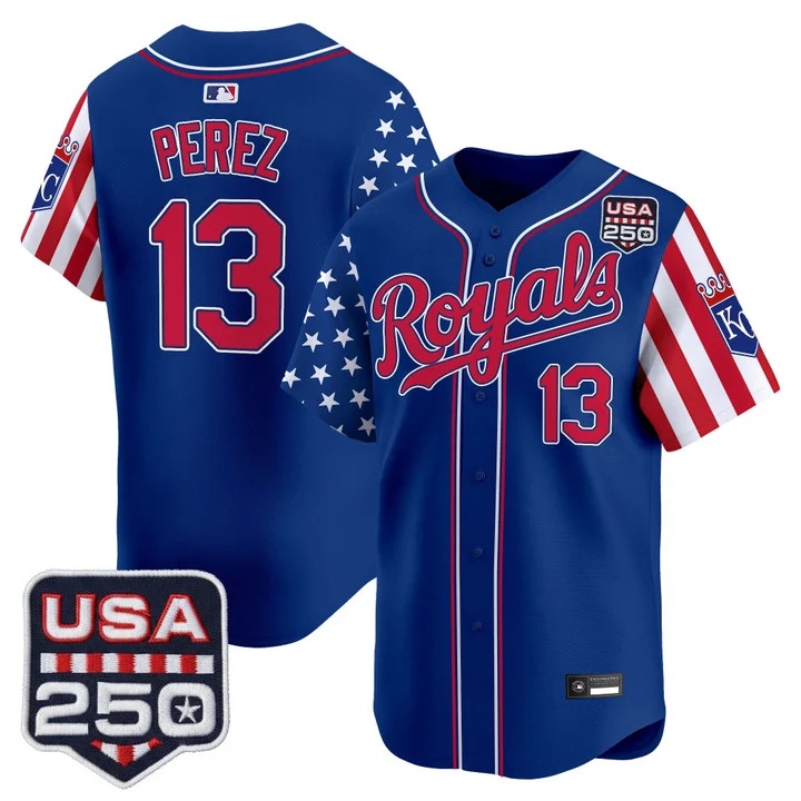 Men's Kansas City Royals America 250 Edition Vapor Premier Limited Jersey ROYAL #13 SALVADOR PEREZ