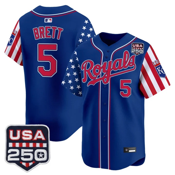 Men's Kansas City Royals America 250 Edition Vapor Premier Limited Jersey ROYAL #5 GEORGE BRETT