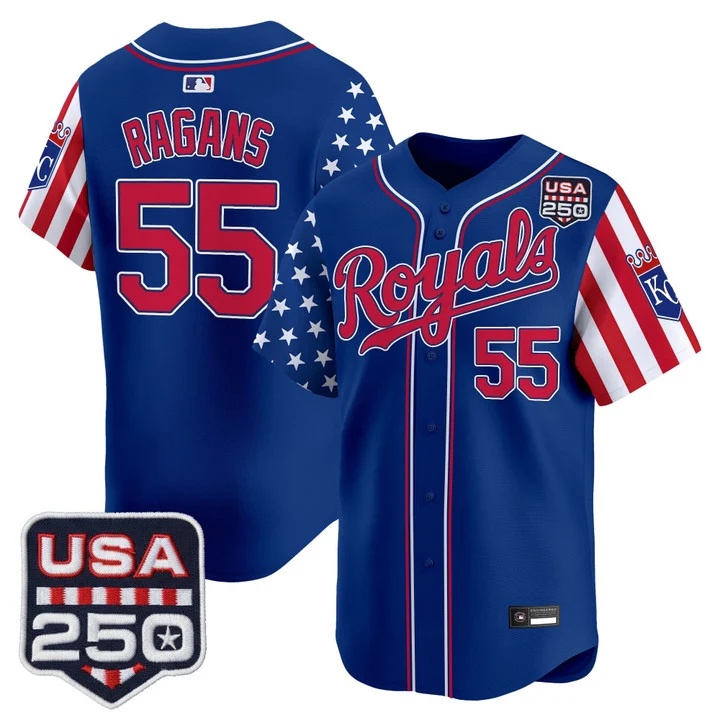 Men's Kansas City Royals America 250 Edition Vapor Premier Limited Jersey ROYAL #55 COLE RAGANS