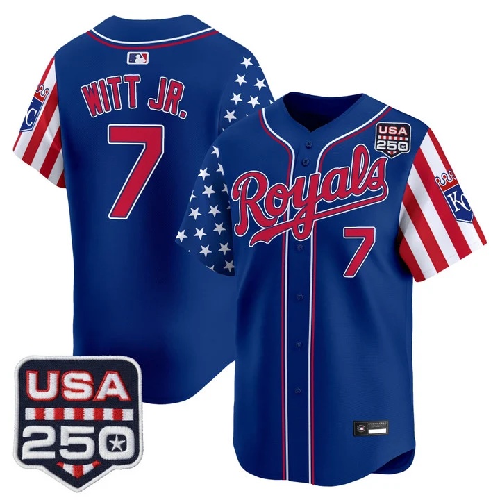 Men's Kansas City Royals America 250 Edition Vapor Premier Limited Jersey ROYAL #7 BOBBY WITT JR.