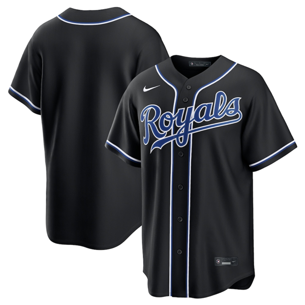 Men's Kansas City Royals Blank Black Out Stitched Baseball Jersey