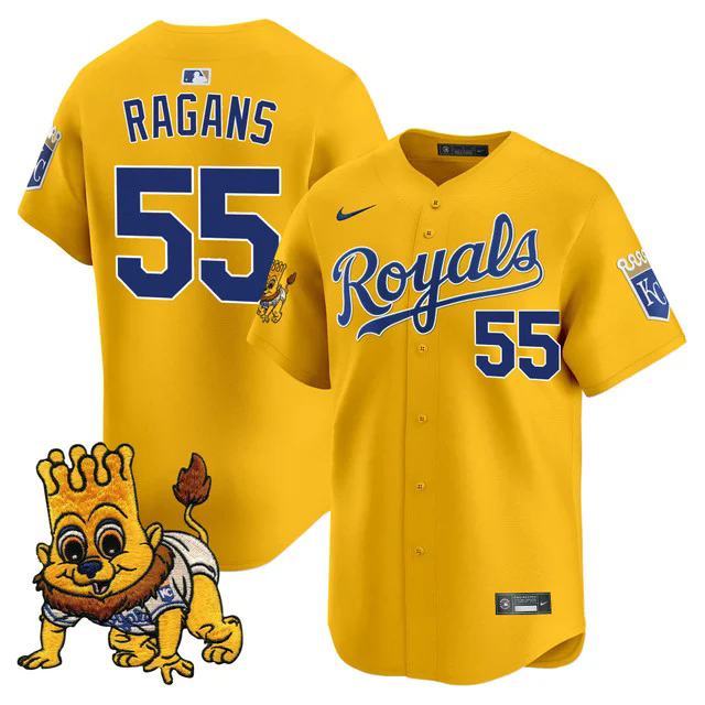 Men's Kansas City Royals Sluggerrr Patch Vapor Premier Limited Jersey #55 COLE RAGANS.webp