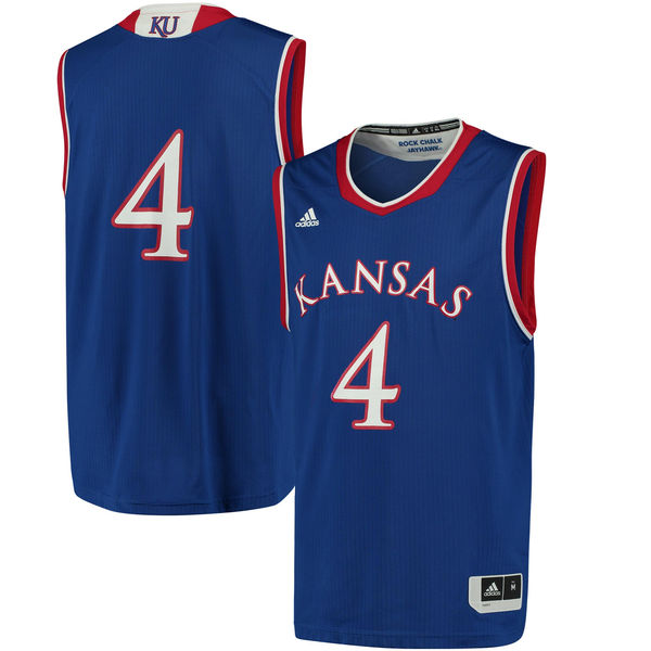 Men's Kansas Jayhawks #4 Royal Blue Basketball Jersey