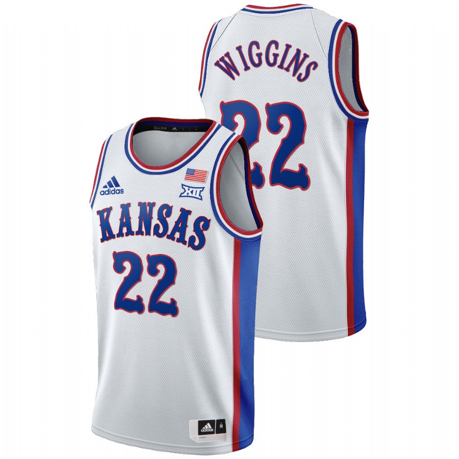 Men's Kansas Jayhawks Andrew Wiggins College Basketball 1990s Throwback Jersey White