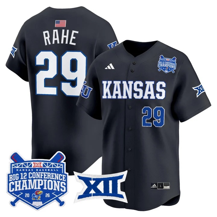 Men's Kansas Jayhawks Baseball Big 12 Conference Champions 2026 Vapor Premier Limited Jersey CHARCOAL#29 BOEDE RAHE