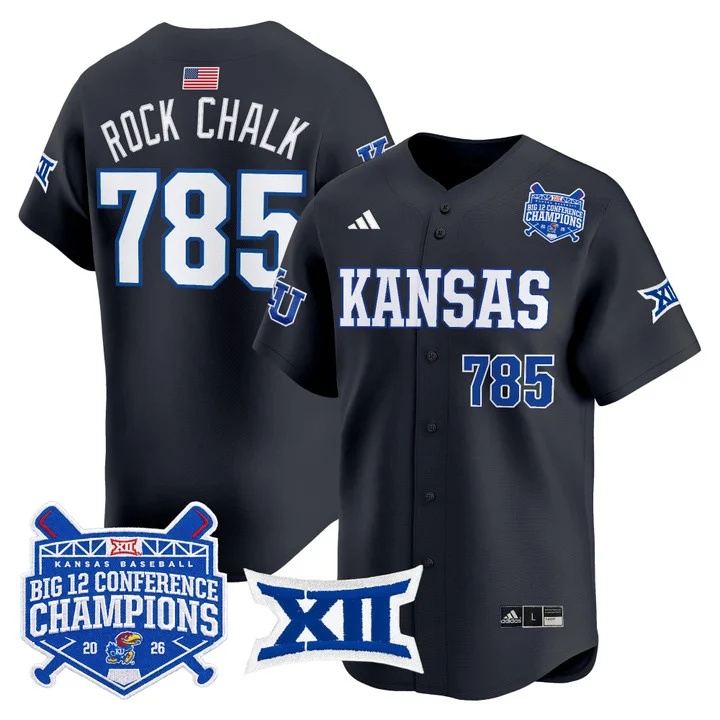Men's Kansas Jayhawks Baseball Big 12 Conference Champions 2026 Vapor Premier Limited Jersey CHARCOAL#785 ROCK CHALK