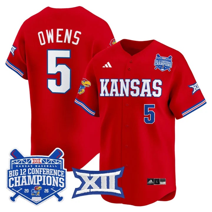Men's Kansas Jayhawks Baseball Big 12 Conference Champions 2026 Vapor Premier Limited Jersey CRIMSON#5 TYSON OWENS