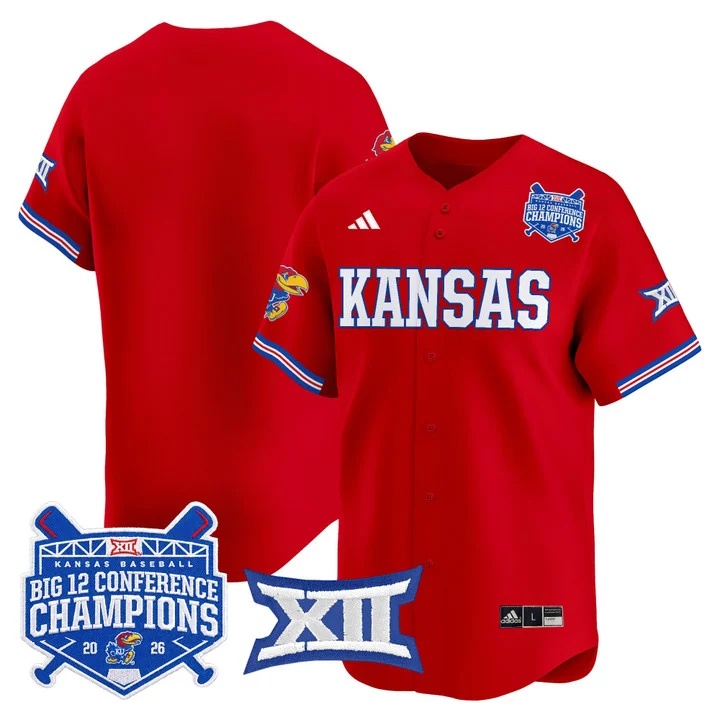 Men's Kansas Jayhawks Baseball Big 12 Conference Champions 2026 Vapor Premier Limited Jersey CRIMSON BLANK