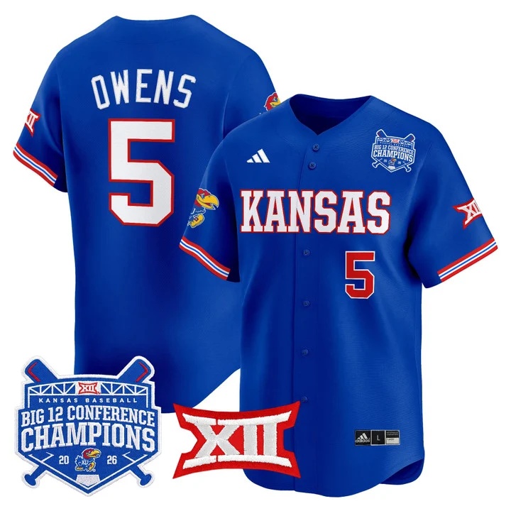 Men's Kansas Jayhawks Baseball Big 12 Conference Champions 2026 Vapor Premier Limited Jersey ROYAL#5 TYSON OWENS