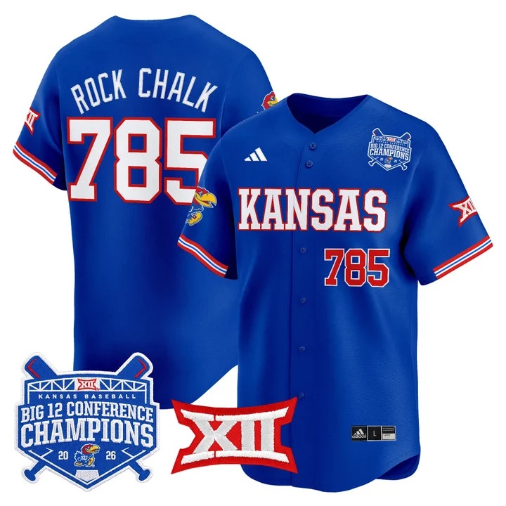 Men's Kansas Jayhawks Baseball Big 12 Conference Champions 2026 Vapor Premier Limited Jersey ROYAL#785 ROCK CHALK