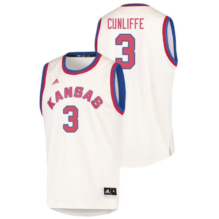 Men's Kansas Jayhawks Cream Sam Cunliffe College Basketball Hardwood Classics Jersey