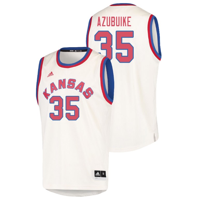 Men's Kansas Jayhawks Cream Udoka Azubuike College Basketball Hardwood Classics Jersey