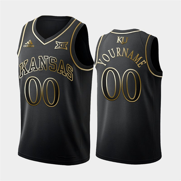 Men's Kansas Jayhawks Custom 2019-20 Black Golden Edition College Basketball Limited Jersey