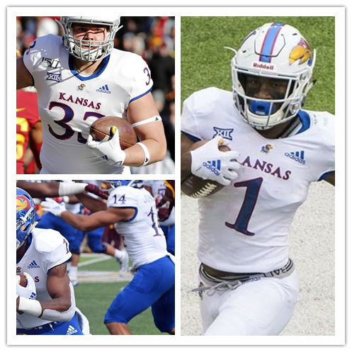 Men's Kansas Jayhawks Custom Adidas White College Football Game Jersey
