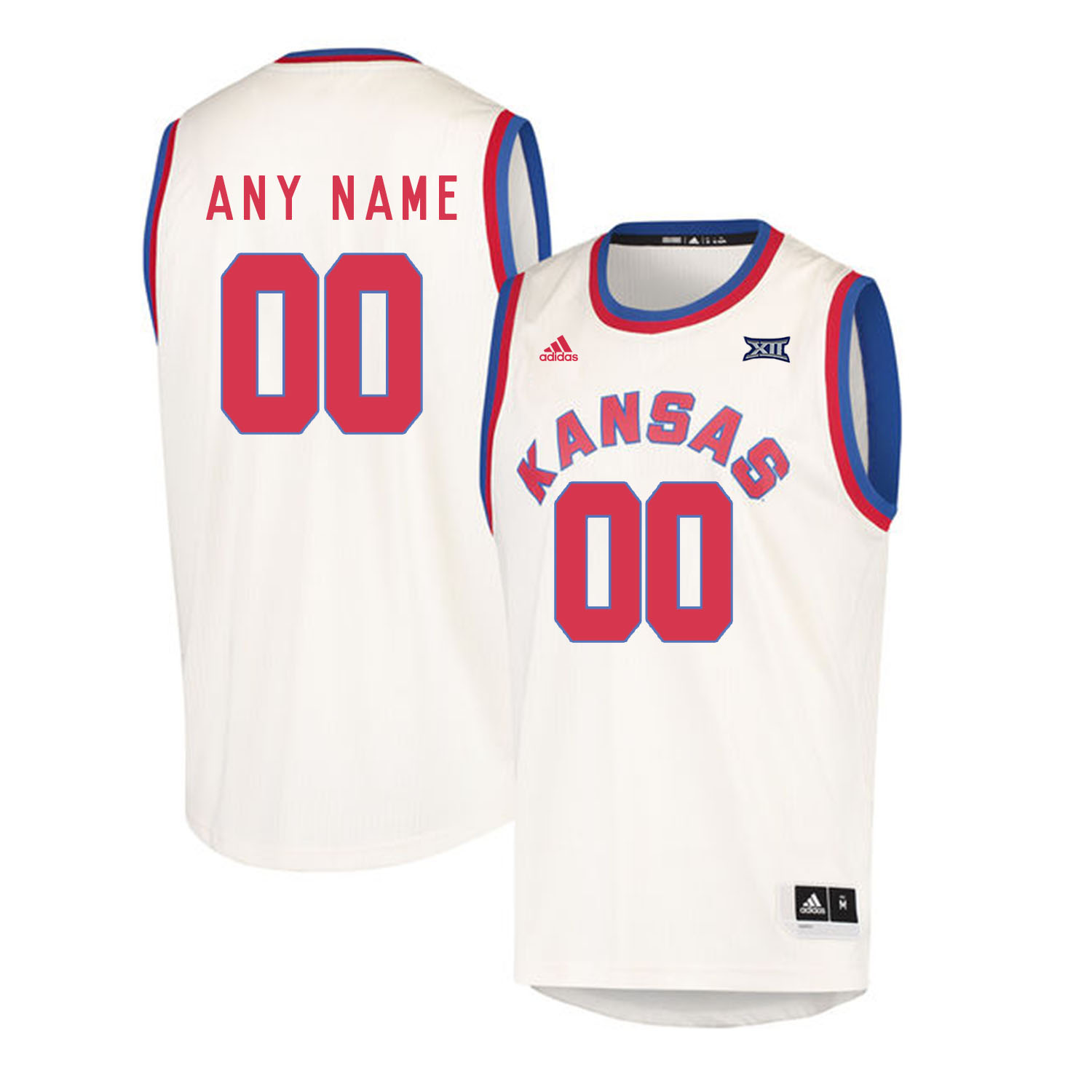 Men's Kansas Jayhawks Custom Adidas White Red Retro Basketball Jersey
