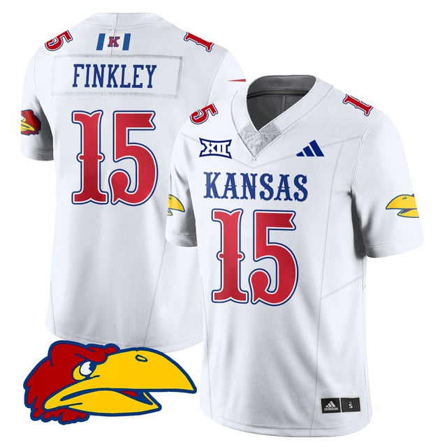 Men's Kansas Jayhawks Football 2025 Limited Jersey #15 Justice Finkley