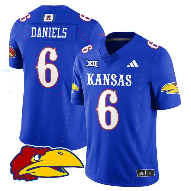 Men's Kansas Jayhawks Football 2025 Limited Jersey Royal #6 Jalon Daniels