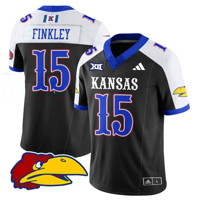 Men's Kansas Jayhawks Football 2025 Limited Jersey alternate #15 Justice Finkley