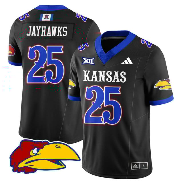 Men's Kansas Jayhawks Football 2025 Limited Jersey black #25 Jayhawks