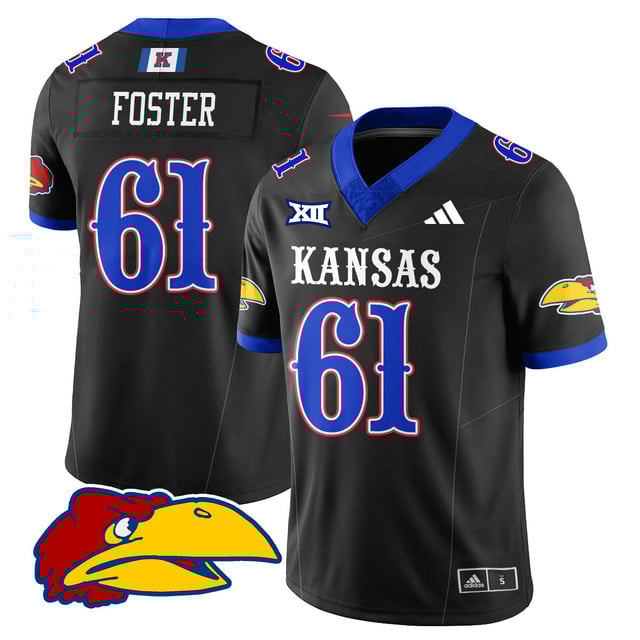 Men's Kansas Jayhawks Football 2025 Limited Jersey black #61 Bryce Foster