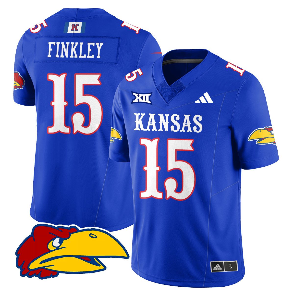 Men's Kansas Jayhawks Football 2025 Limited Jersey royal #15 Justice Finkley