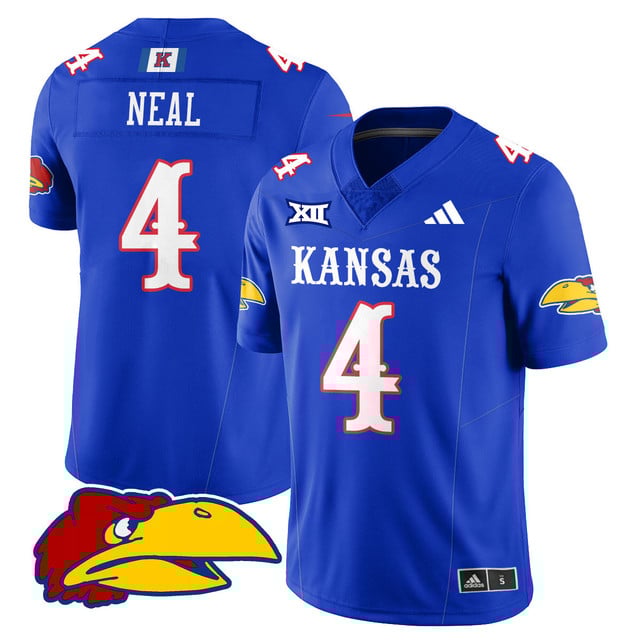 Men's Kansas Jayhawks Football 2025 Limited Jersey royal #4 Devin Neal