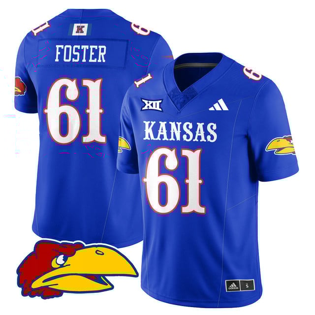 Men's Kansas Jayhawks Football 2025 Limited Jersey royal #61 Bryce Foster
