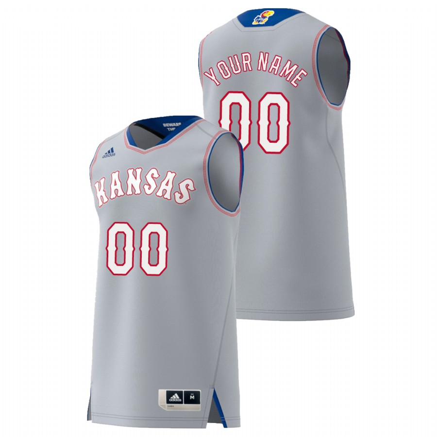 Men's Kansas Jayhawks Gray Custom College Basketball Swingman Jersey