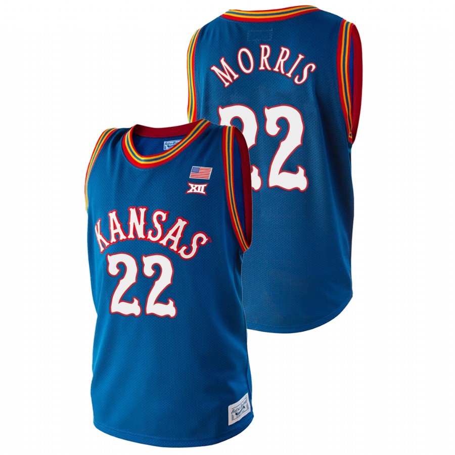 Men's Kansas Jayhawks Marcus Morris Royal College Basketball Jersey