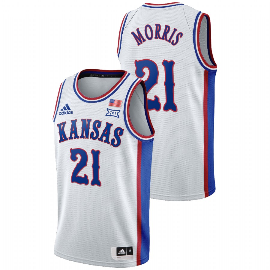 Men's Kansas Jayhawks Markieff Morris College Basketball 1990s Throwback Jersey White